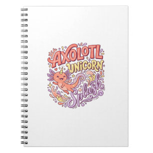 Einhorn Axolotl Einhorn Splash Whimsical Weiß Rück Notizblock