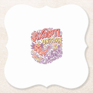 Einhorn Axolotl Einhorn Splash Whimsical Weiß Rück Untersetzer