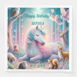 Einhorn, Baby/Kind, Individuelle Name/Geburtsdatum Serviette