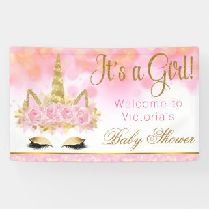 Einhorn-Baby-Party-Banner Rosa Gold Banner