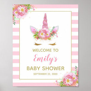 Einhorn-Baby-Shower-Willkommensschild Poster