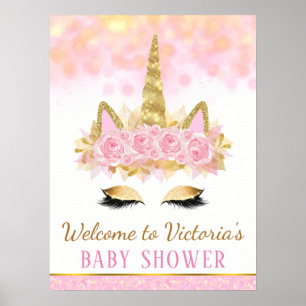 Einhorn-Baby-Shower-Willkommensschild Poster