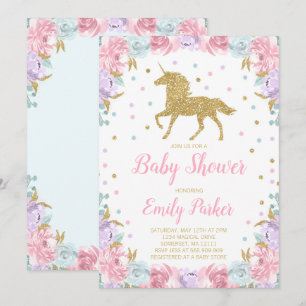 Einhorn-Babyparty-Einladungs-Rosa-GoldEinhorn Einladung