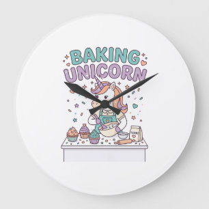 Einhorn Backt Einhorn Trend Produkt Grafik_1 Große Wanduhr