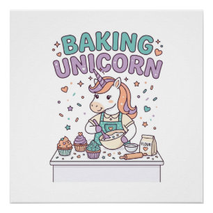 Einhorn Backt Einhorn Trend Produkt Grafik_1 Poster