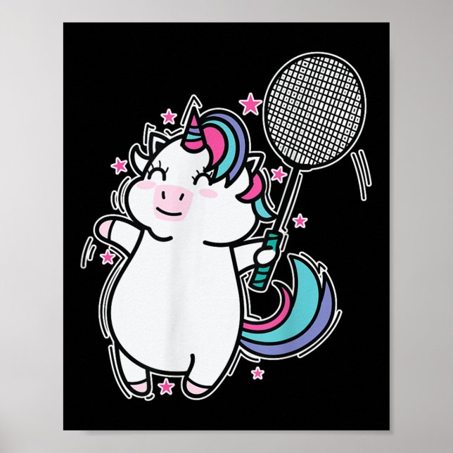 Einhorn Badminton  Poster (Vorne)