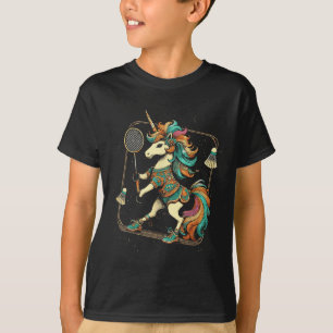 Einhorn Badminton Spieler Shuttle T-Shirt