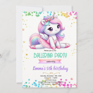 Einhorn-Ballerina-Party-Einladung Einladung
