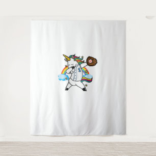 Einhorn Baseball Einhorn spielt Baseball Einhorn Wandteppich