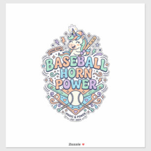 Einhorn Baseball Horn Power Kawaii Vektor Design_1 Aufkleber