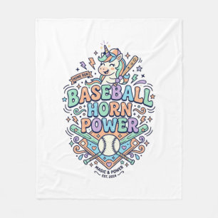 Einhorn Baseball Horn Power Kawaii Vektor Design_1 Fleecedecke