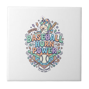 Einhorn Baseball Horn Power Kawaii Vektor Design_1 Fliese