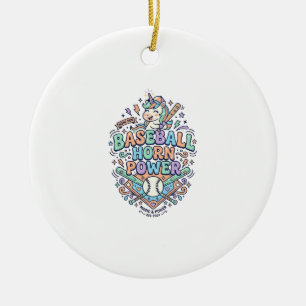 Einhorn Baseball Horn Power Kawaii Vektor Design_1 Keramik Ornament