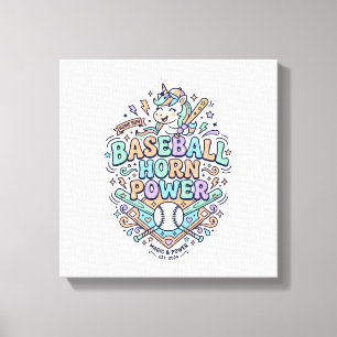 Einhorn Baseball Horn Power Kawaii Vektor Design_1 Leinwanddruck