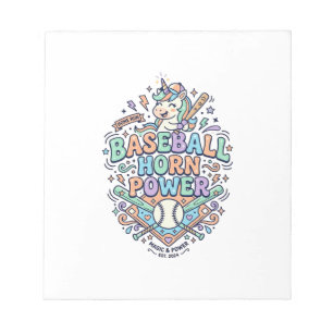 Einhorn Baseball Horn Power Kawaii Vektor Design_1 Notizblock