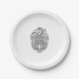 Einhorn Baseball Horn Power Kawaii Vektordesign_1 Pappteller