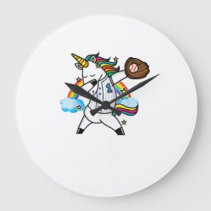 Einhorn Baseball Regenbogen Baseball Liebhaber I E Große Wanduhr