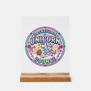 Einhorn Basketball Einhorn Hüpfen Lustiges Shirt G Acrylschild