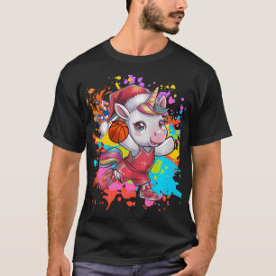 Einhorn Basketball Team Bunte Weihnachten T-Shirt