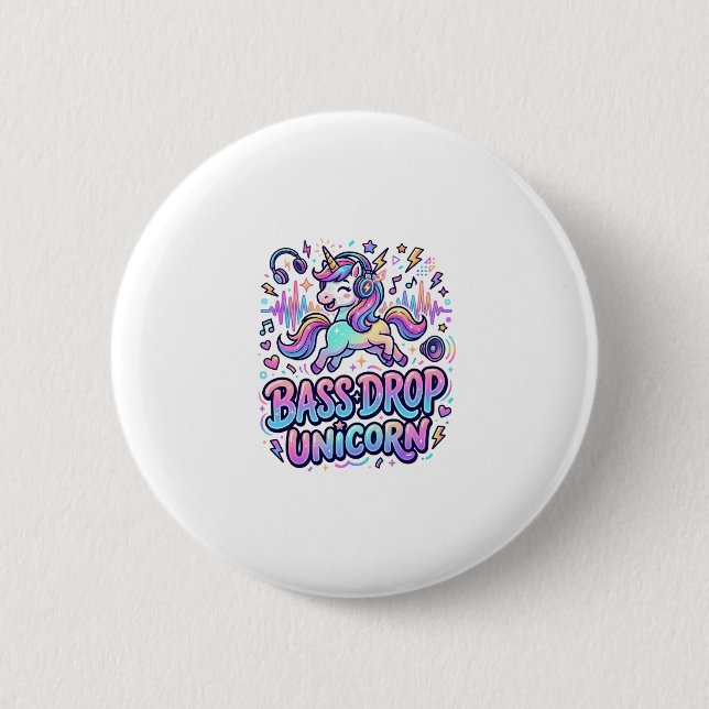 Einhorn Bass Drop Einhorn Geschenk Idee Typografie Button (Vorderseite)