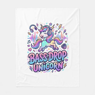 Einhorn Bass Drop Einhorn Geschenk Idee Typografie Fleecedecke