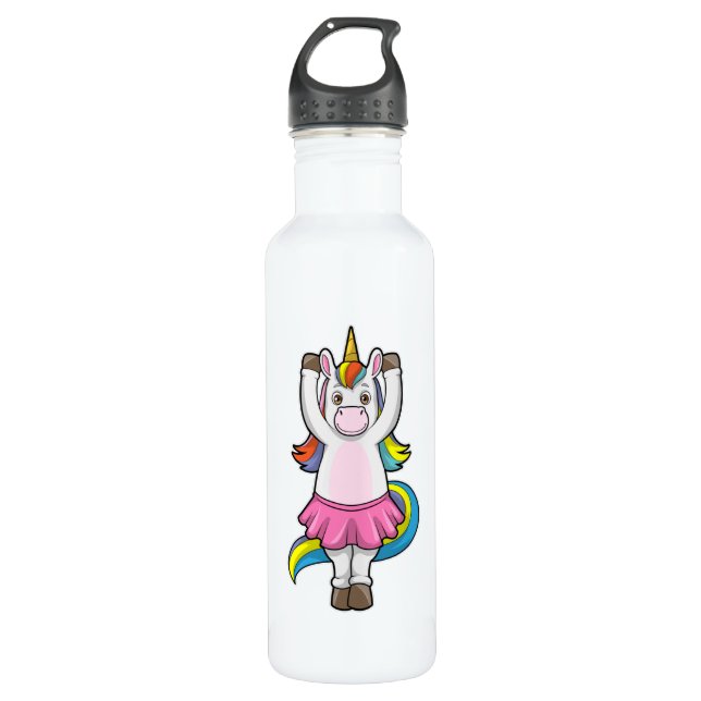 Einhorn beim Ballett-Tanz mit dem Rock Edelstahlflasche (Vorderseite)