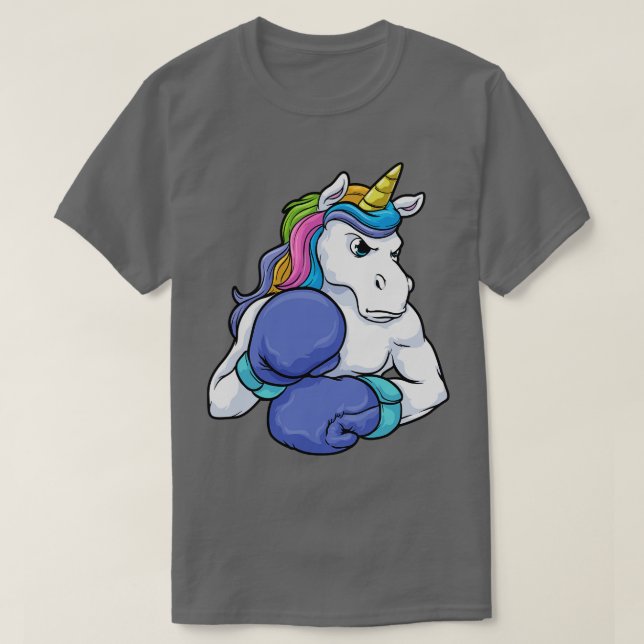 Einhorn beim Boxen mit Boxhandschuhen T-Shirt (Design vorne)