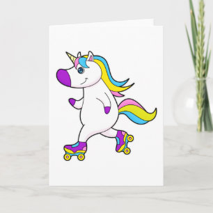 Einhorn beim Inline-Skating mit Rollschuhen Karte