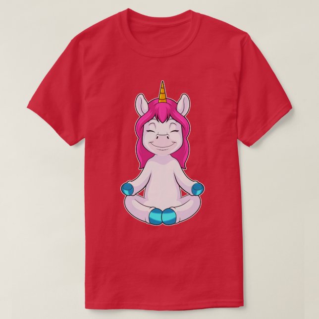 Einhorn beim Meditieren im Sitzen T-Shirt (Design vorne)