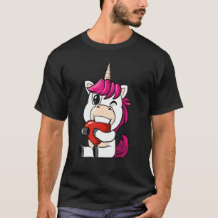 Einhorn beißt ein Herz in der Liebe T-Shirt