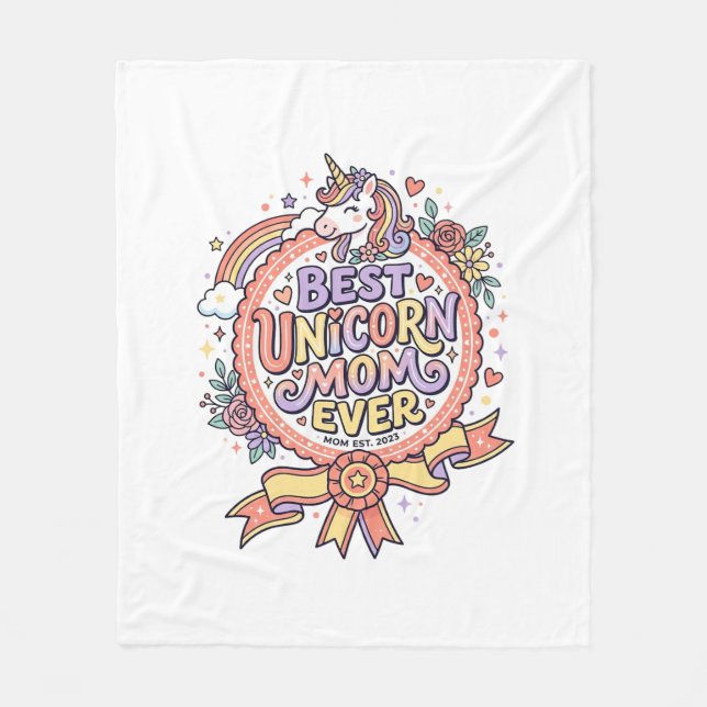 Einhorn Beste Einhorn-Mutter überhaupt Whimsical Z Fleecedecke (Vorderseite)