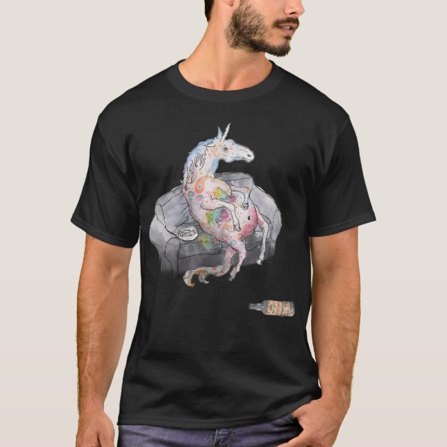 Einhorn betrunkene, lustige EinhornTasse phantasti T-Shirt (Vorderseite)