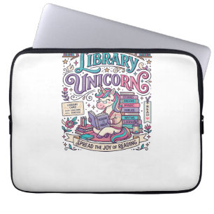 Einhorn Bibliothek Einhorn Farbige POD Kunstwerk_1 Laptopschutzhülle