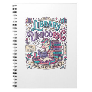 Einhorn Bibliothek Einhorn Farbige POD Kunstwerk_1 Notizblock