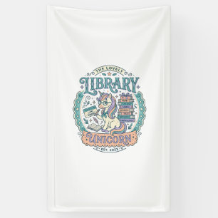 Einhorn-Bibliothek Einhorn Whimsical Grafik T-Shir Banner