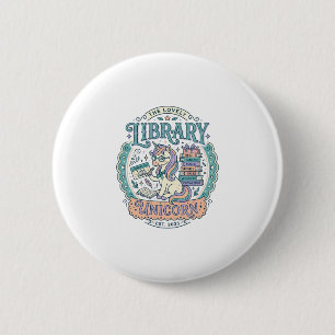 Einhorn-Bibliothek Einhorn Whimsical Grafik T-Shir Button