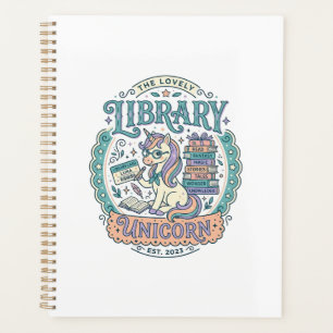 Einhorn-Bibliothek Einhorn Whimsical Grafik T-Shir Planer