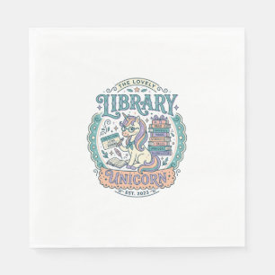Einhorn-Bibliothek Einhorn Whimsical Grafik T-Shir Serviette