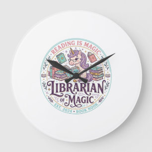 Einhorn-Bibliothekar der Magie Original-Produktgra Große Wanduhr