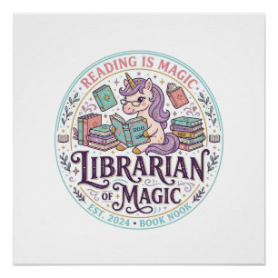 Einhorn-Bibliothekar der Magie Original-Produktgra Poster
