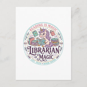 Einhorn-Bibliothekar der Magie Original-Produktgra Postkarte