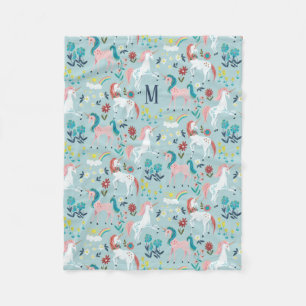 Einhorn blau regenbogen mädchen all-over-druck fleecedecke