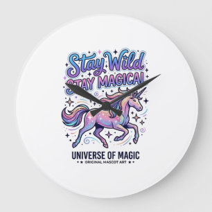 Einhorn Bleib Wild Bleib Magisch Werbe Typografie Große Wanduhr
