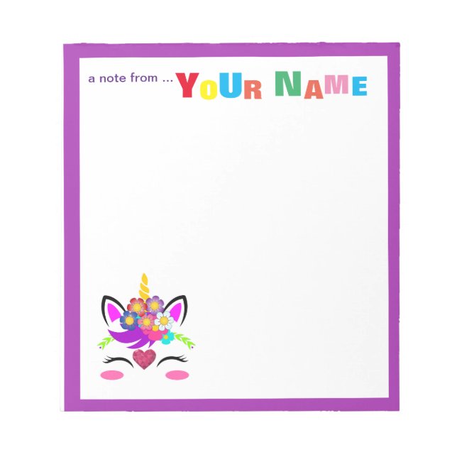 Einhorn-Blume Notizblock (Vorderseite)