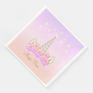 Einhorn Blumen & Sterne Serviette