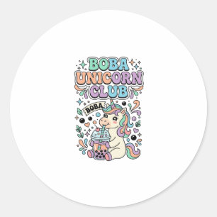 Einhorn Boba Einhorn Club Kawaii Schrift Design Runder Aufkleber