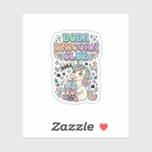 Einhorn Boba Einhorn Club Kawaii Schriftzug Design Aufkleber