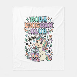 Einhorn Boba Einhorn Club Kawaii Schriftzug Design Fleecedecke