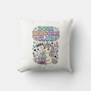 Einhorn Boba Einhorn Club Kawaii Schriftzug Design Kissen