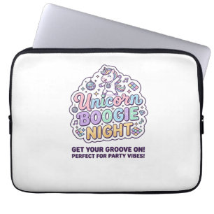 Einhorn Boogie Nacht Fette Typografie Grafik T-Shi Laptopschutzhülle